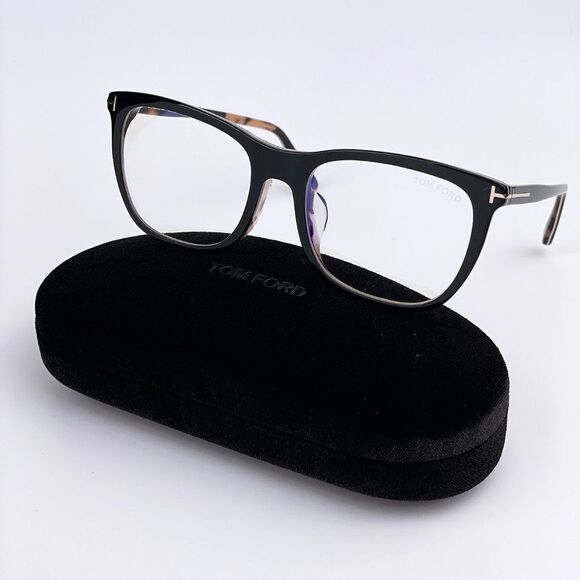 NEW TOM FORD FT5672-B 005 Black/Nude Blue Block Square Women Eyeglasses - Picture 3 of 11